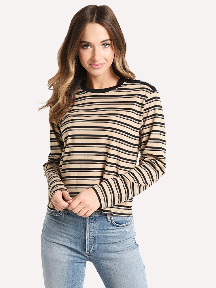 ATM Women's Stripe Pima Cotton Long Sleeve Boy Tee - Saint Bernard