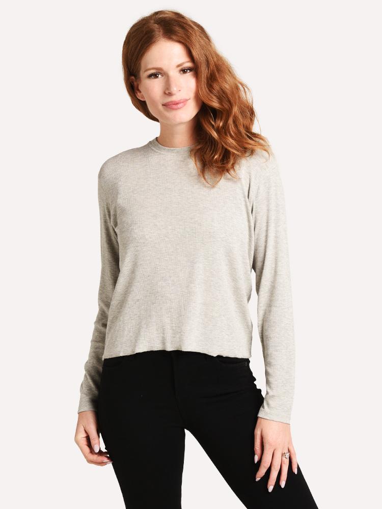 ATM Women's Modal Rib Long Sleeve Crew Neck Boy Tee - Saint Bernard