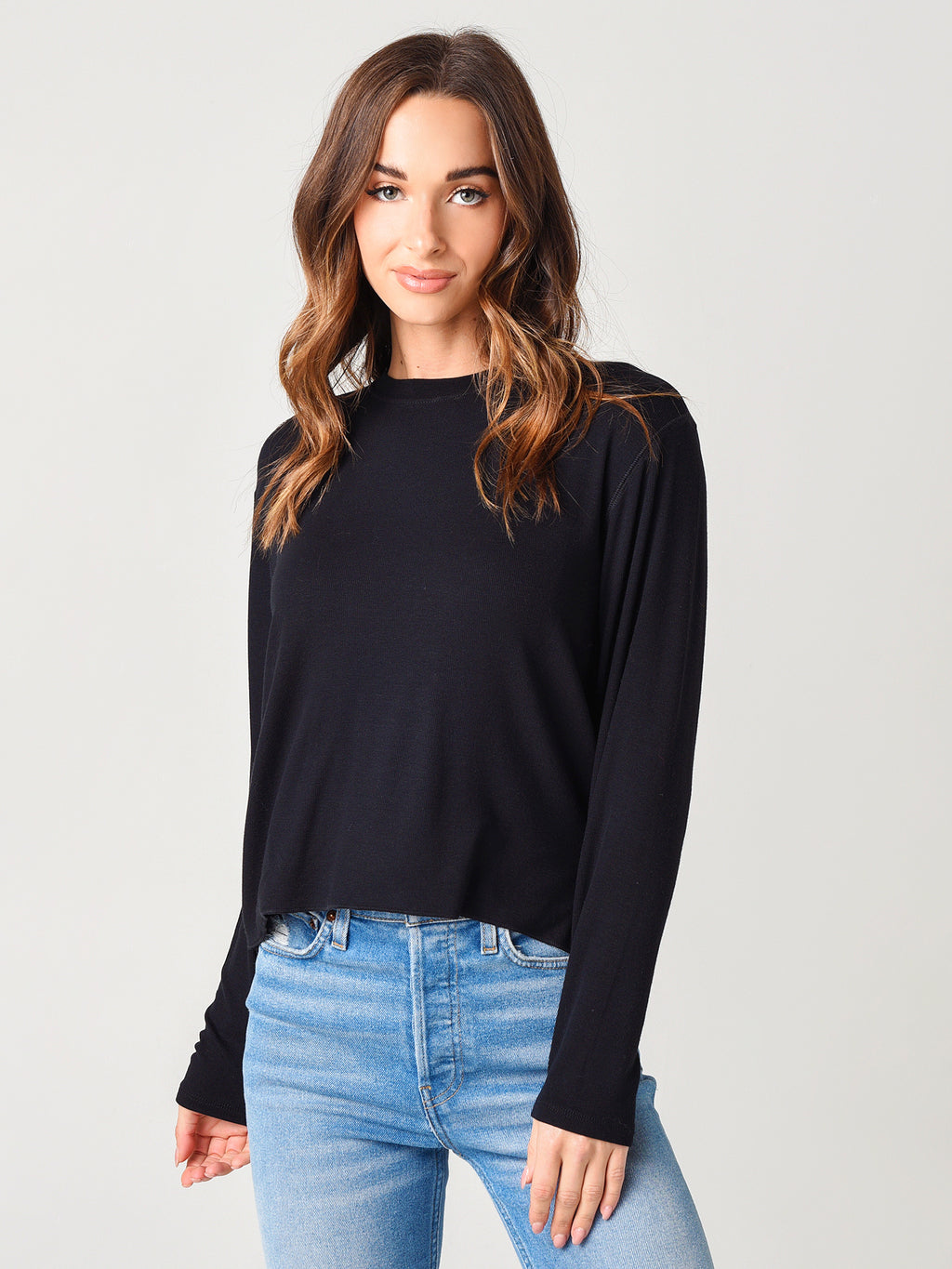 ATM Women's Modal Rib Long Sleeve Crew Neck Boy Tee - Saint Bernard