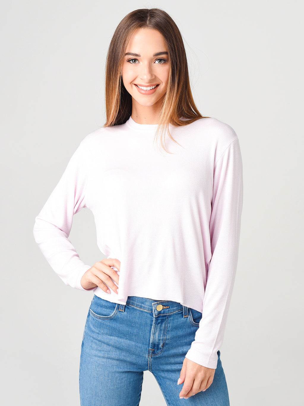 ATM Women's Modal Rib Long Sleeve Crew Neck Boy Tee - Saint Bernard