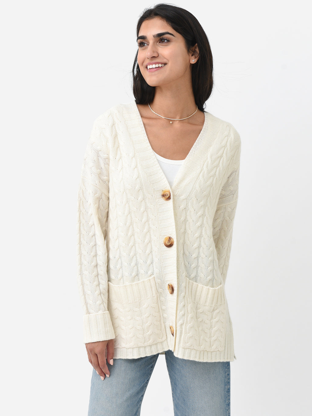 Van Kukil Women's Maple Cable Weave Cardigan - Saint Bernard