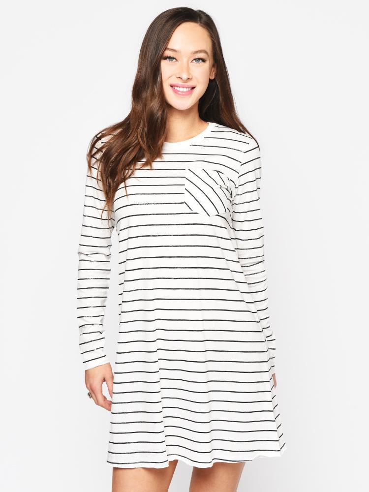 ATM Women’s Sparkle Striped Long Sleeve Dress - Saint Bernard