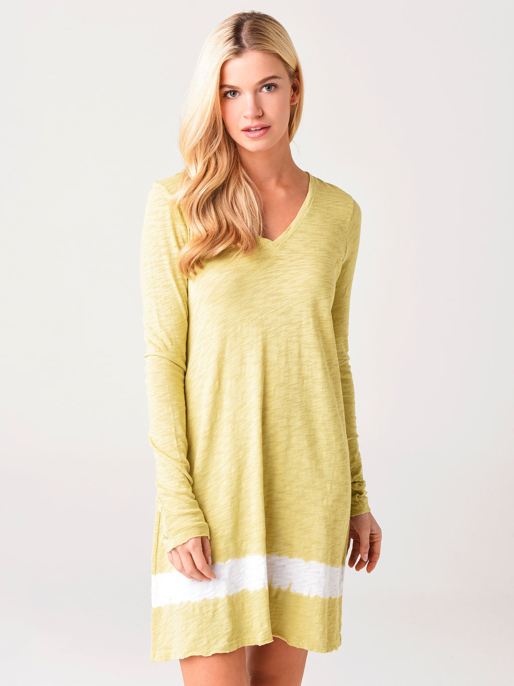 ATM Women's Slub Jersey Long sleeve V-Neck Dress - Saint Bernard