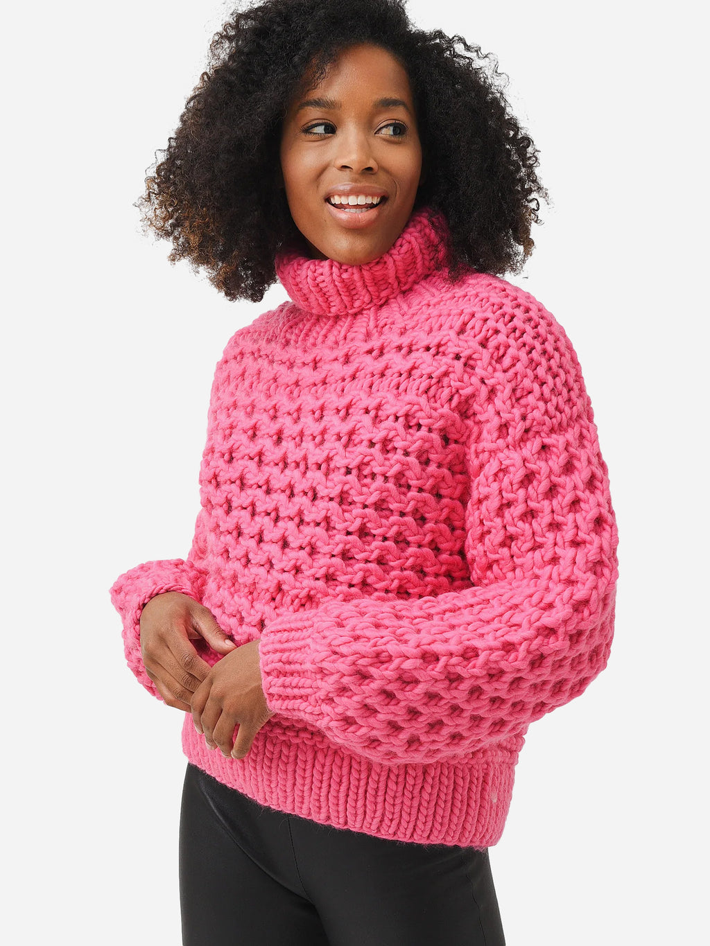 Mr. Mittens Women's Varu Mixed Stitch High Neck Jumper - Saint Bernard
