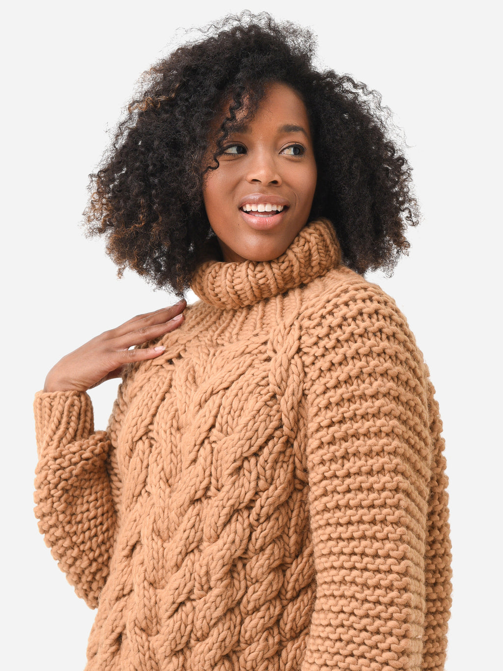 Mr. Mittens Women's Vasso Cable High Neck Jumper - Saint Bernard