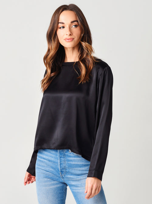 ATM Silk Charmeuse Long Sleeve Boy Tee