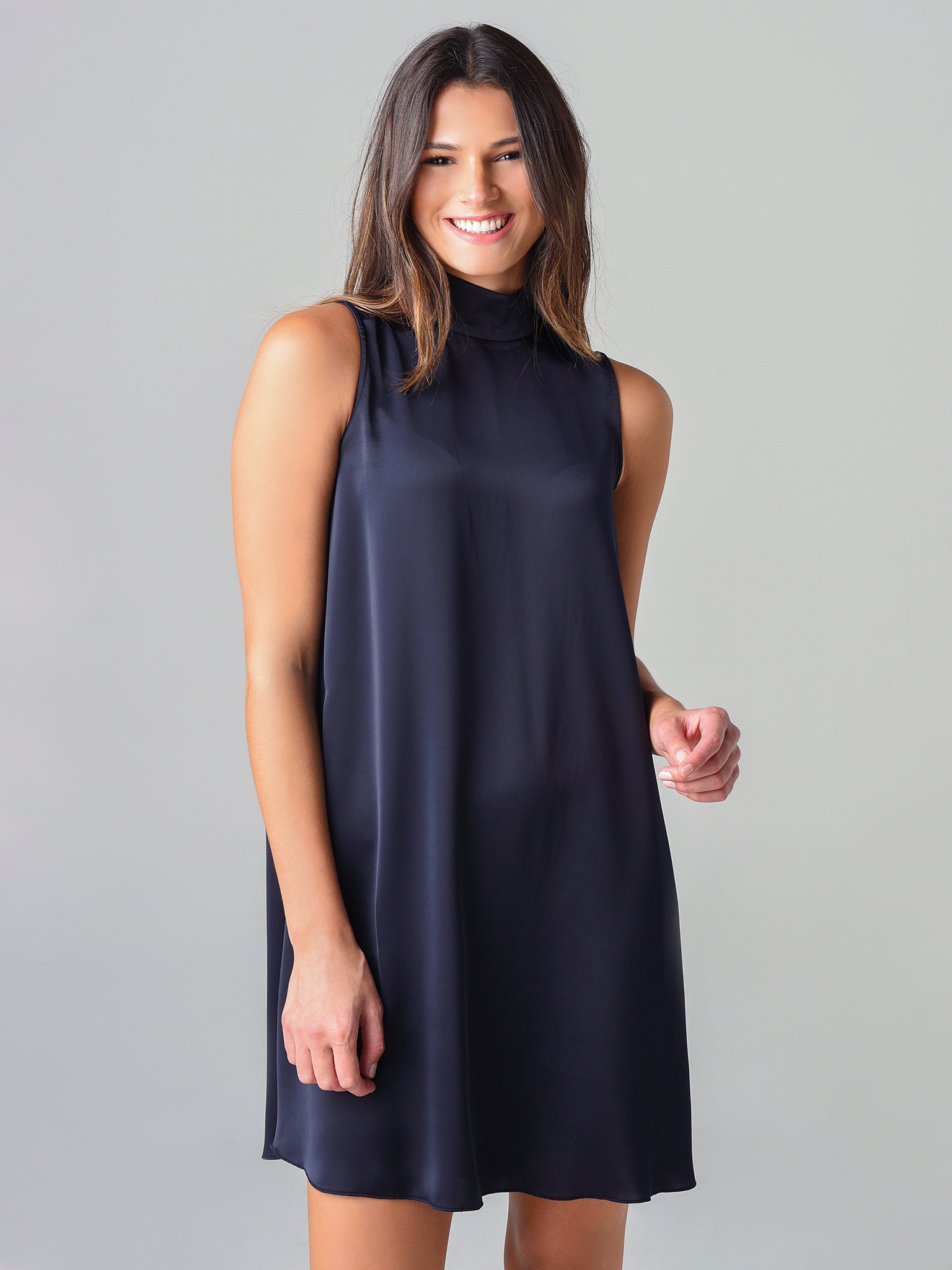 ATM Satin Mock Neck Dress - Saint Bernard
