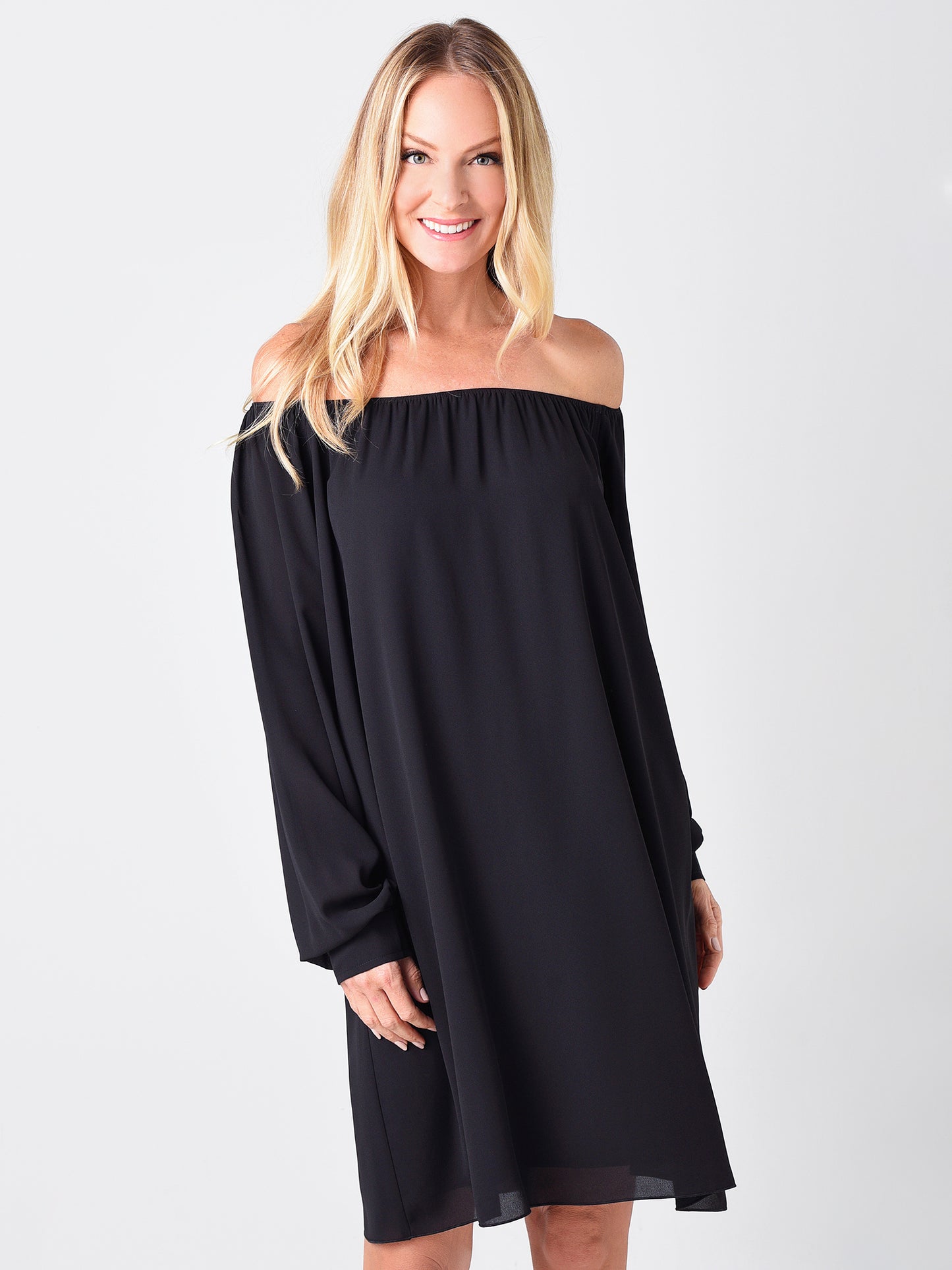 ATM Women's Crepe Georgette Off The Shoulder Dress - Saint Bernard