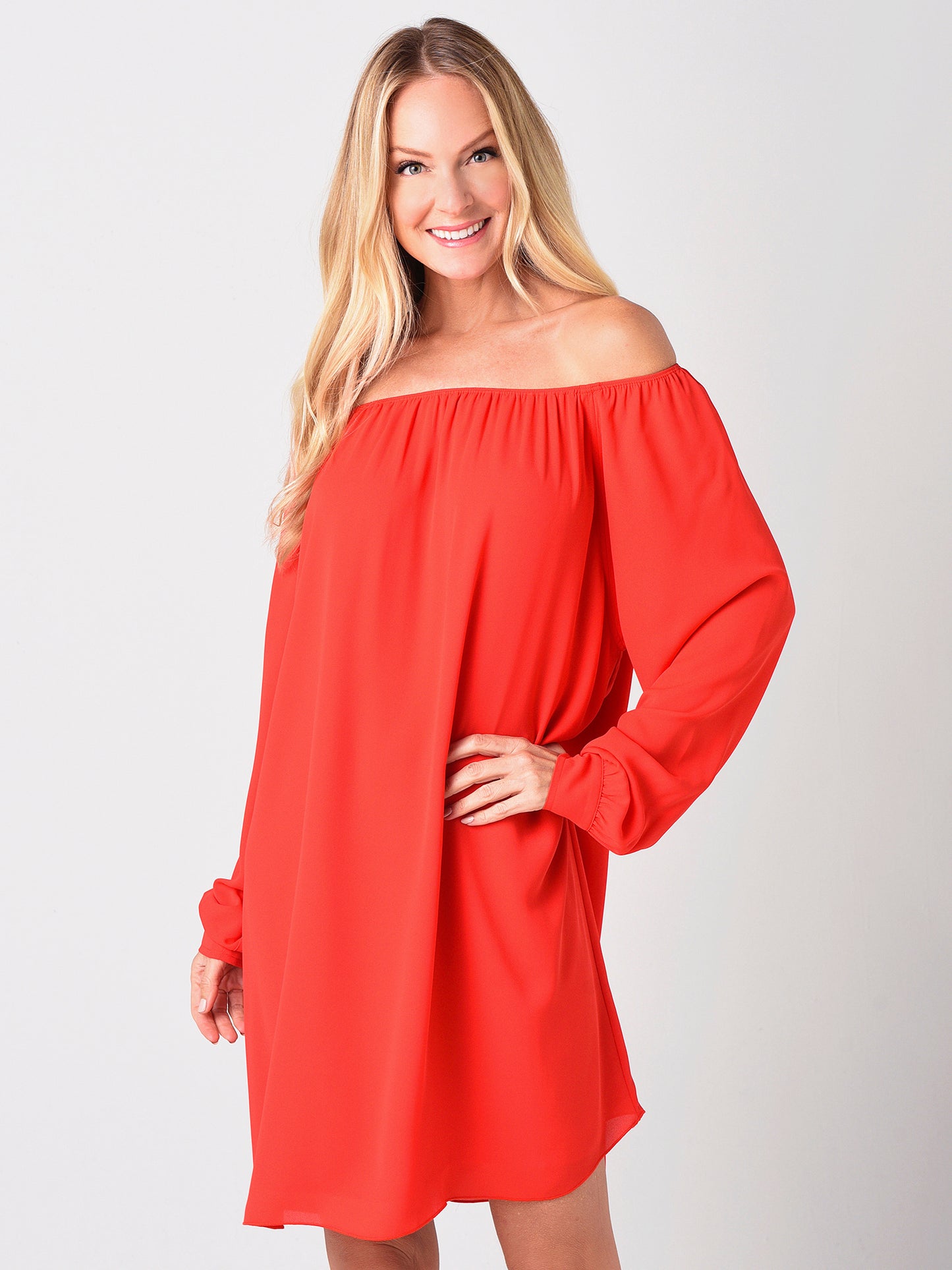 ATM Women's Crepe Georgette Off The Shoulder Dress - Saint Bernard