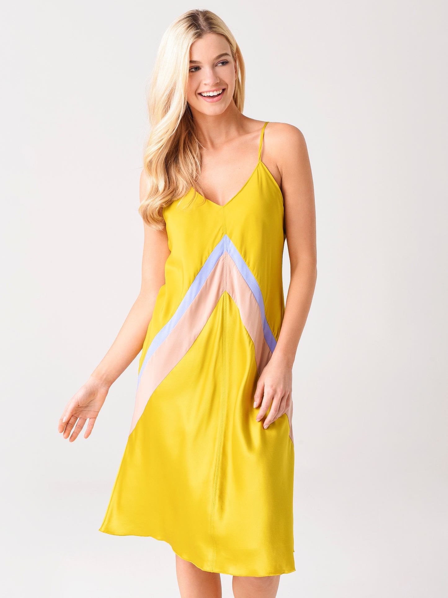 ATM Women's Silk Combo Bias Cut Slip Dress - Saint Bernard