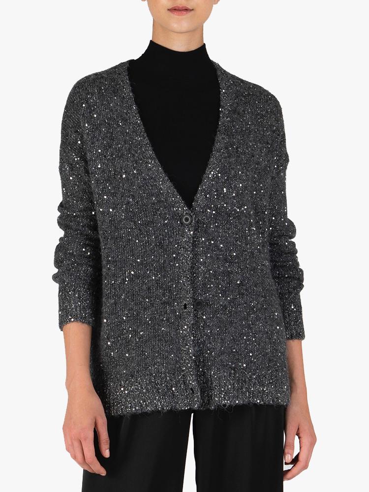 ATM Women’s Sequin V-Neck Cardigan - Saint Bernard