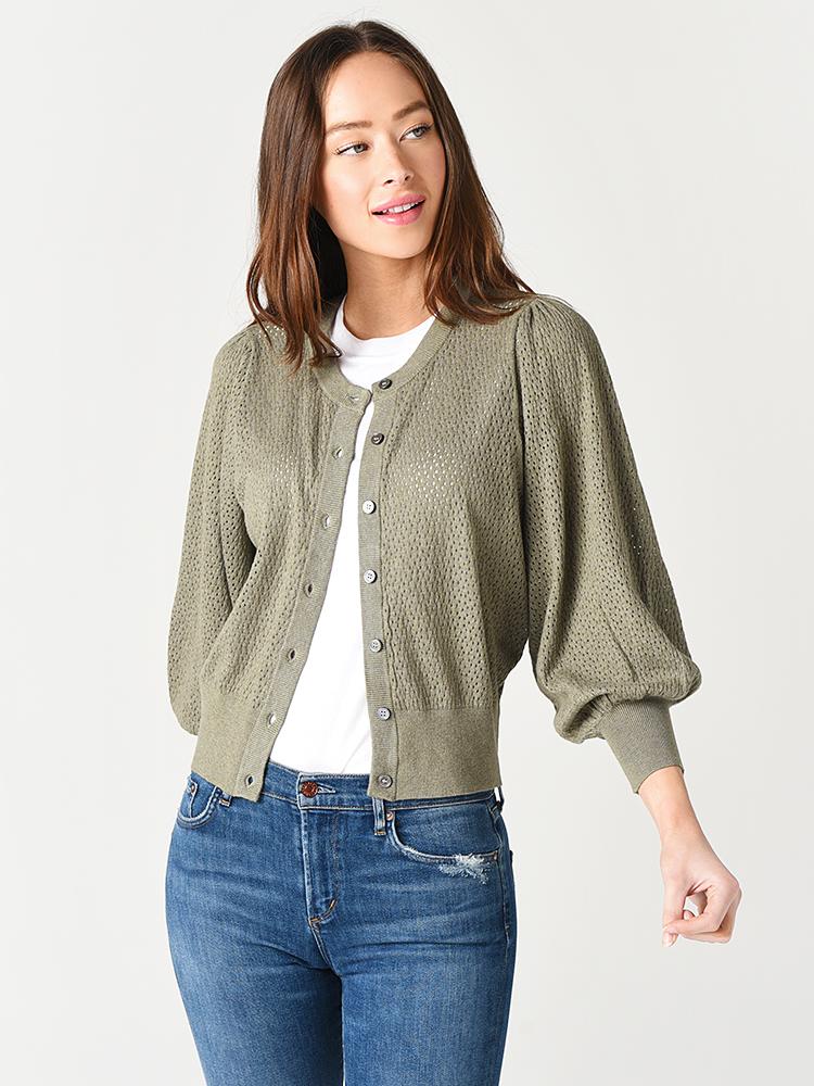 ATM Women’s Cashmere Blend Mesh Cardigan - Saint Bernard