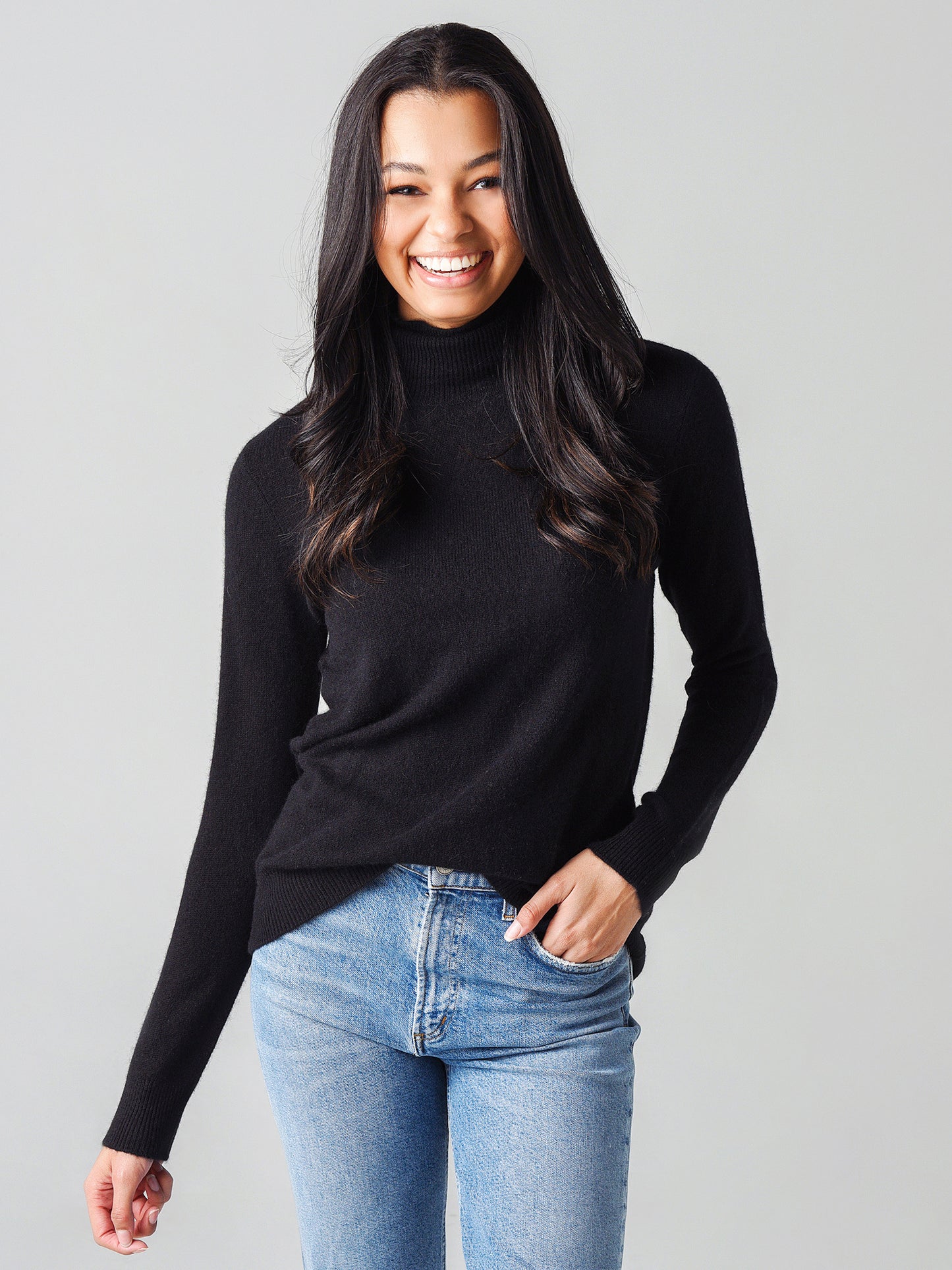 ATM Women's Cashmere Long Sleeve Turtleneck Sweater