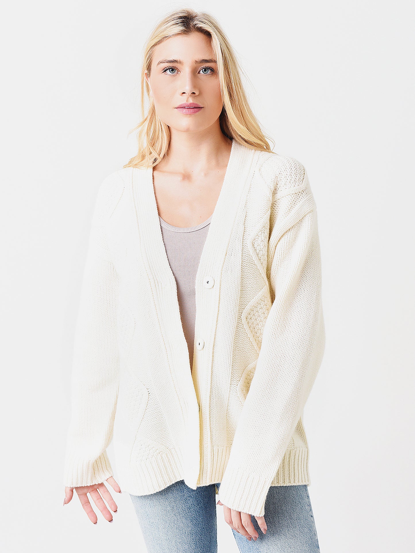 ATM Women's Cable Knit Cardigan