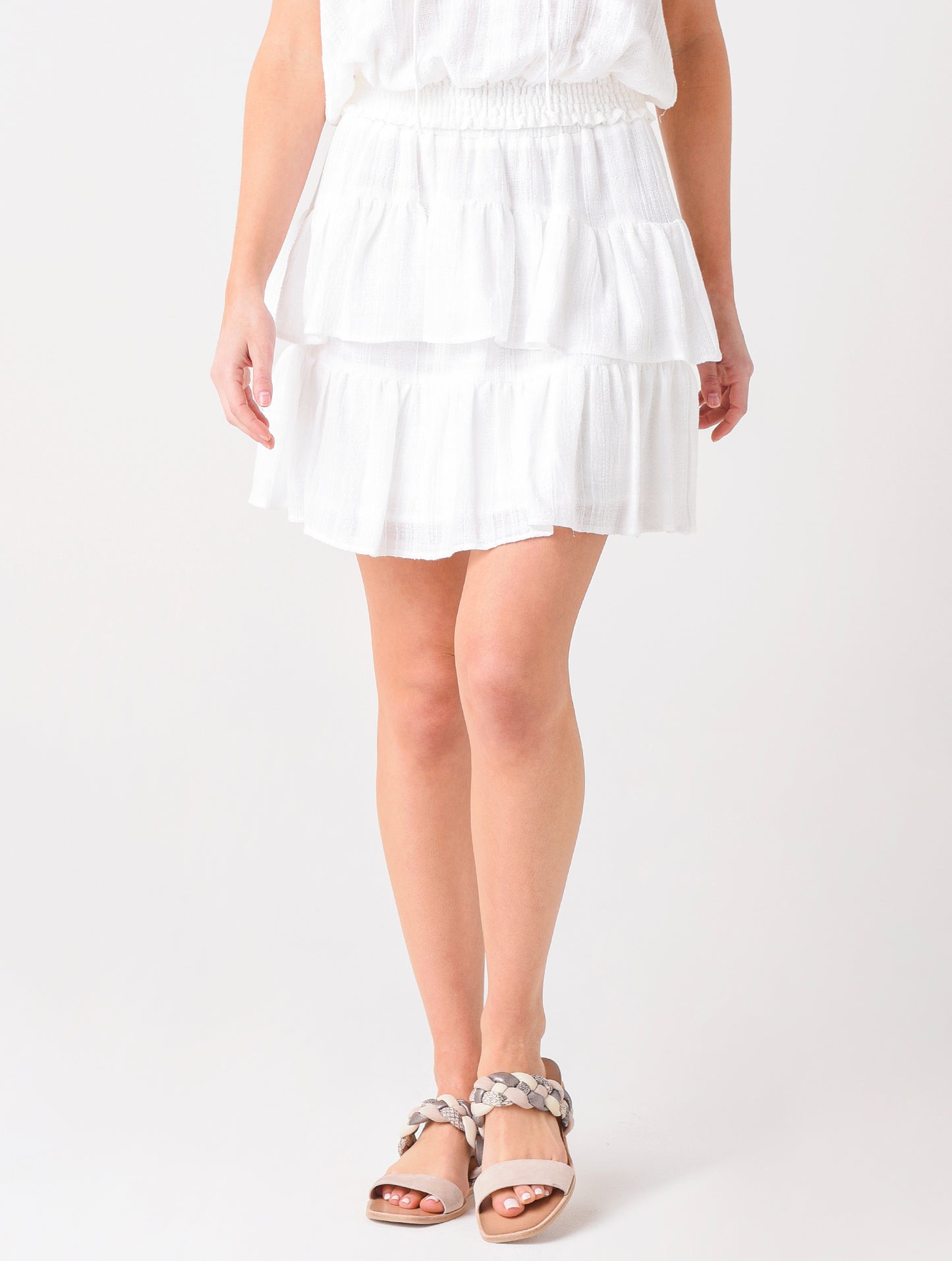 Lavender Brown Cotton Gauze Tiered Ruffle Skirt - Saint Bernard