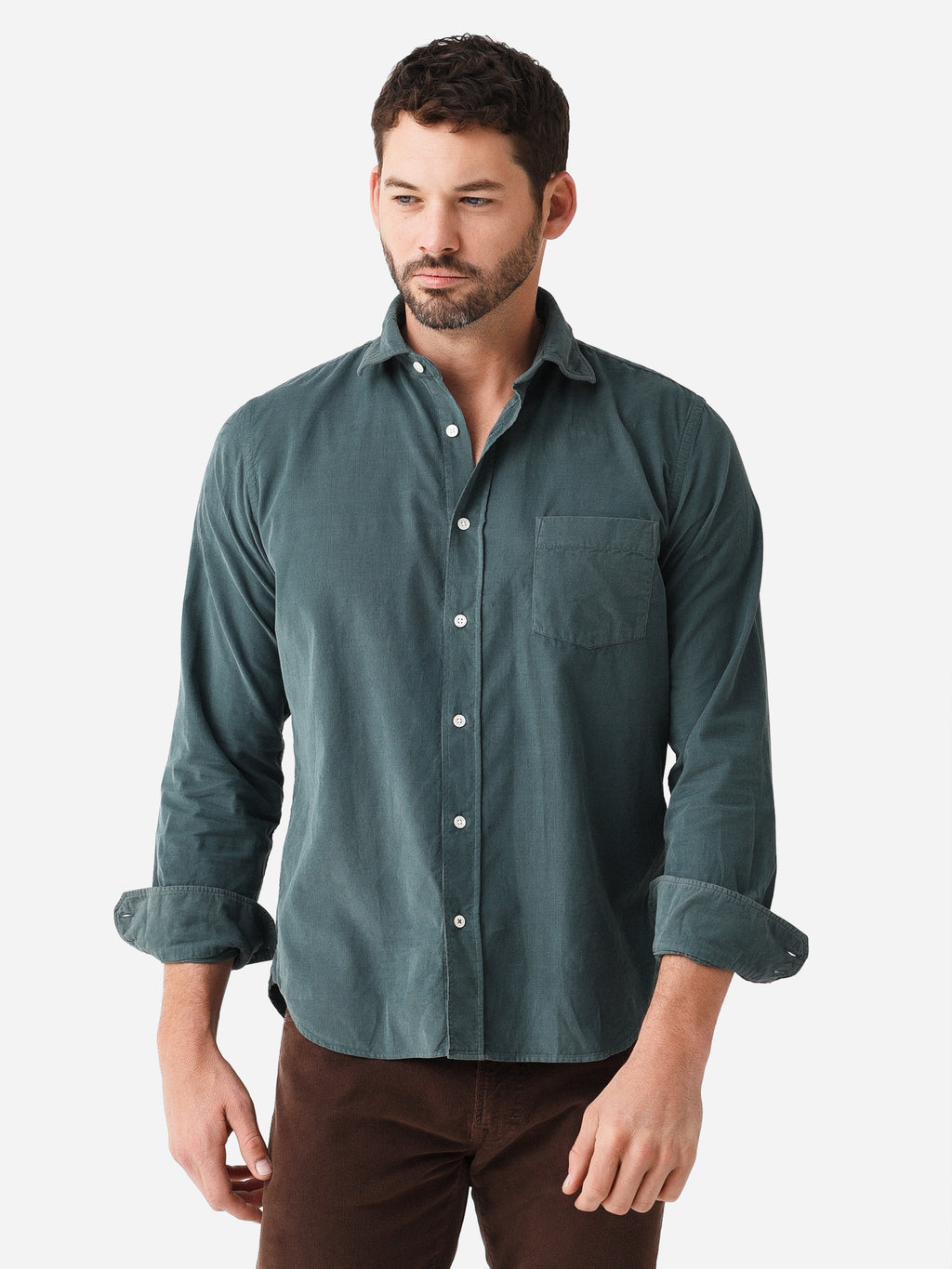 Hartford Men's Paul Pat Corduroy Button-Down Shirt - Saint Bernard