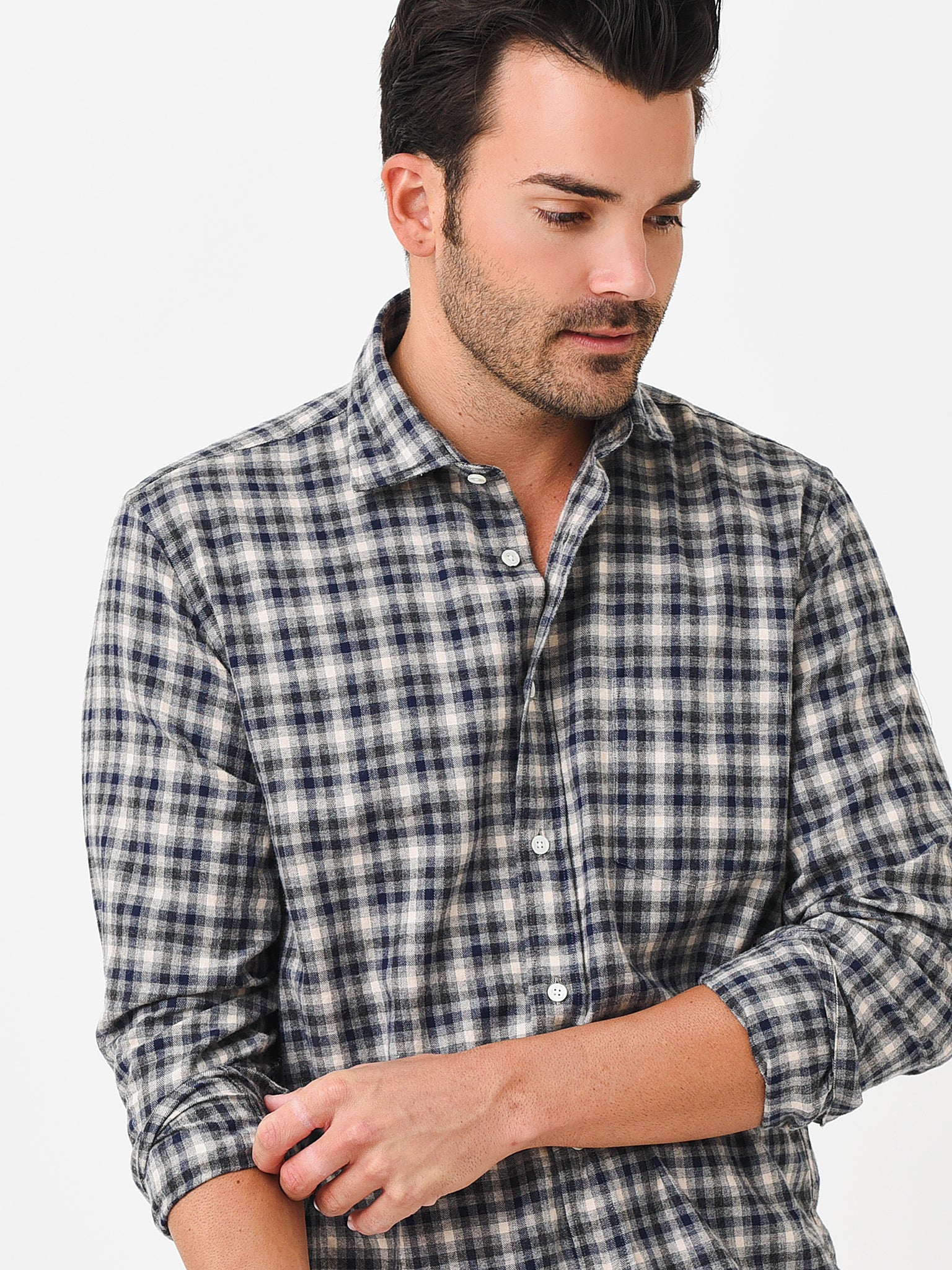 Hartford Men's Paul Woven Flannel Button-Down Shirt - Saint Bernard