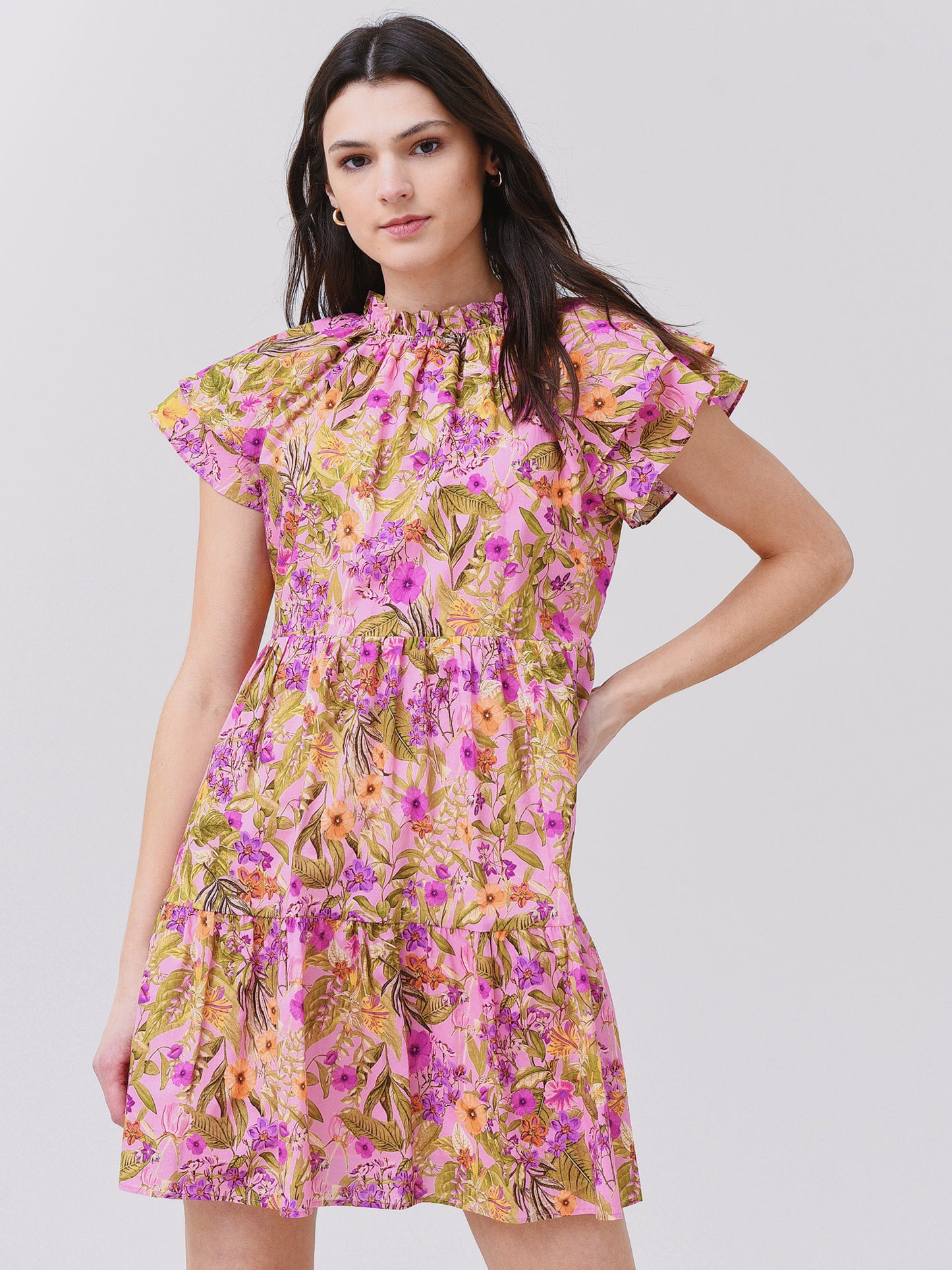 Lavender Brown Women's Ruffle Mini Dress