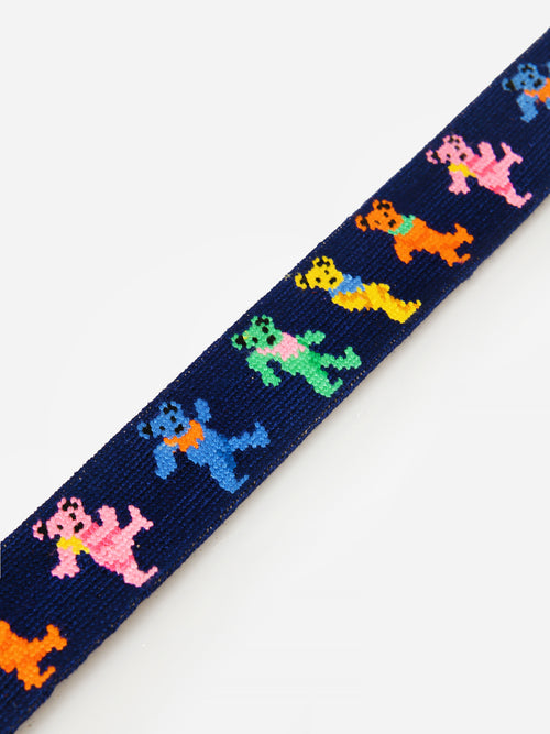 Smathers + Branson Men's Dancing Bears Needlepoint Belt