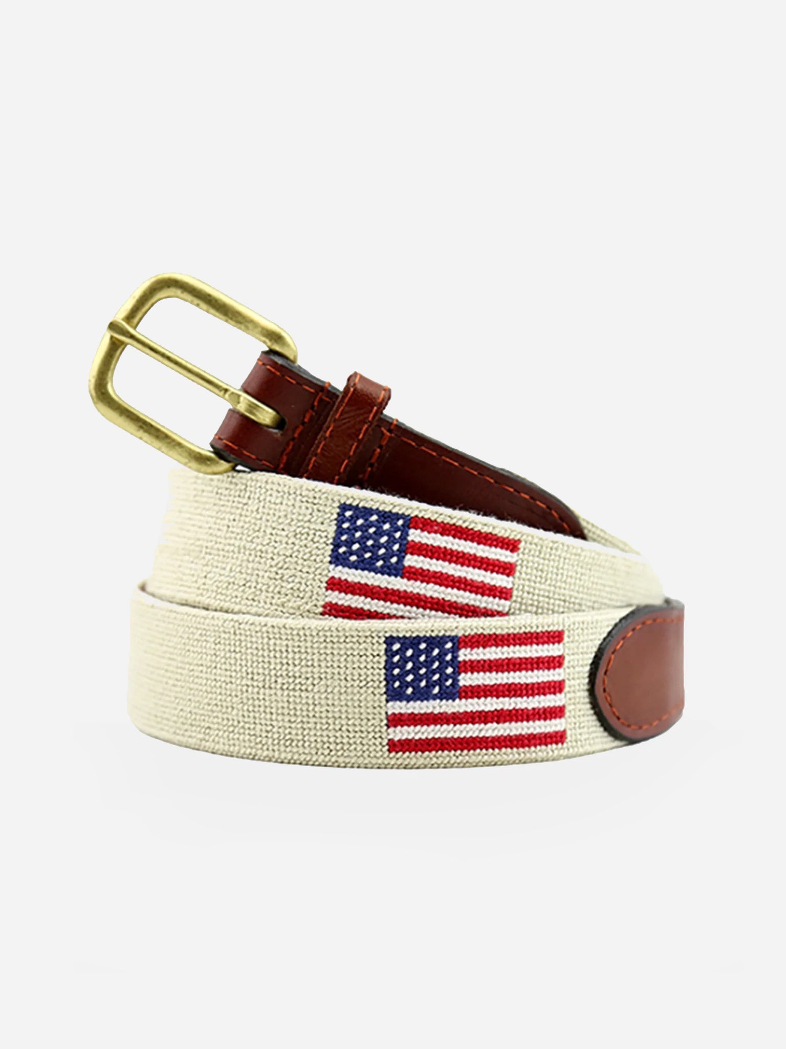 Smathers + Branson Men's American Flag Needlepoint Belt - Saint Bernard