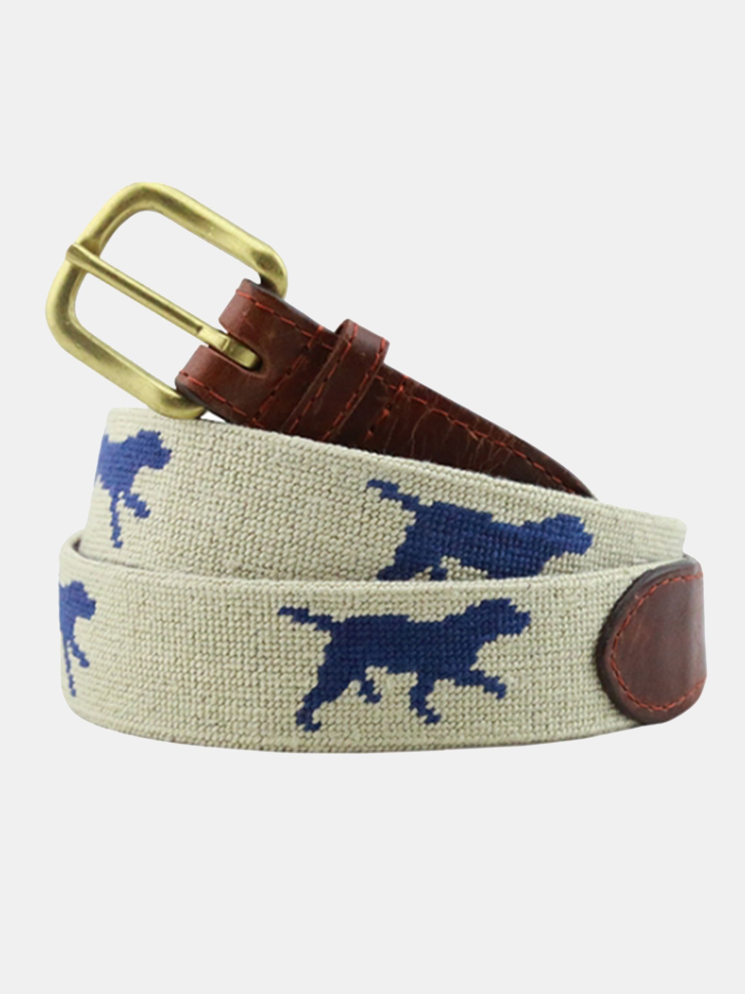 Smathers & Branson Men's Dogs At Play Needlepoint Belt - Saint Bernard