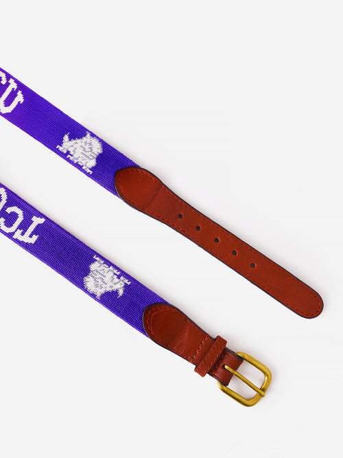Smathers & Branson Men's Texas Christian University Needlepoint Belt