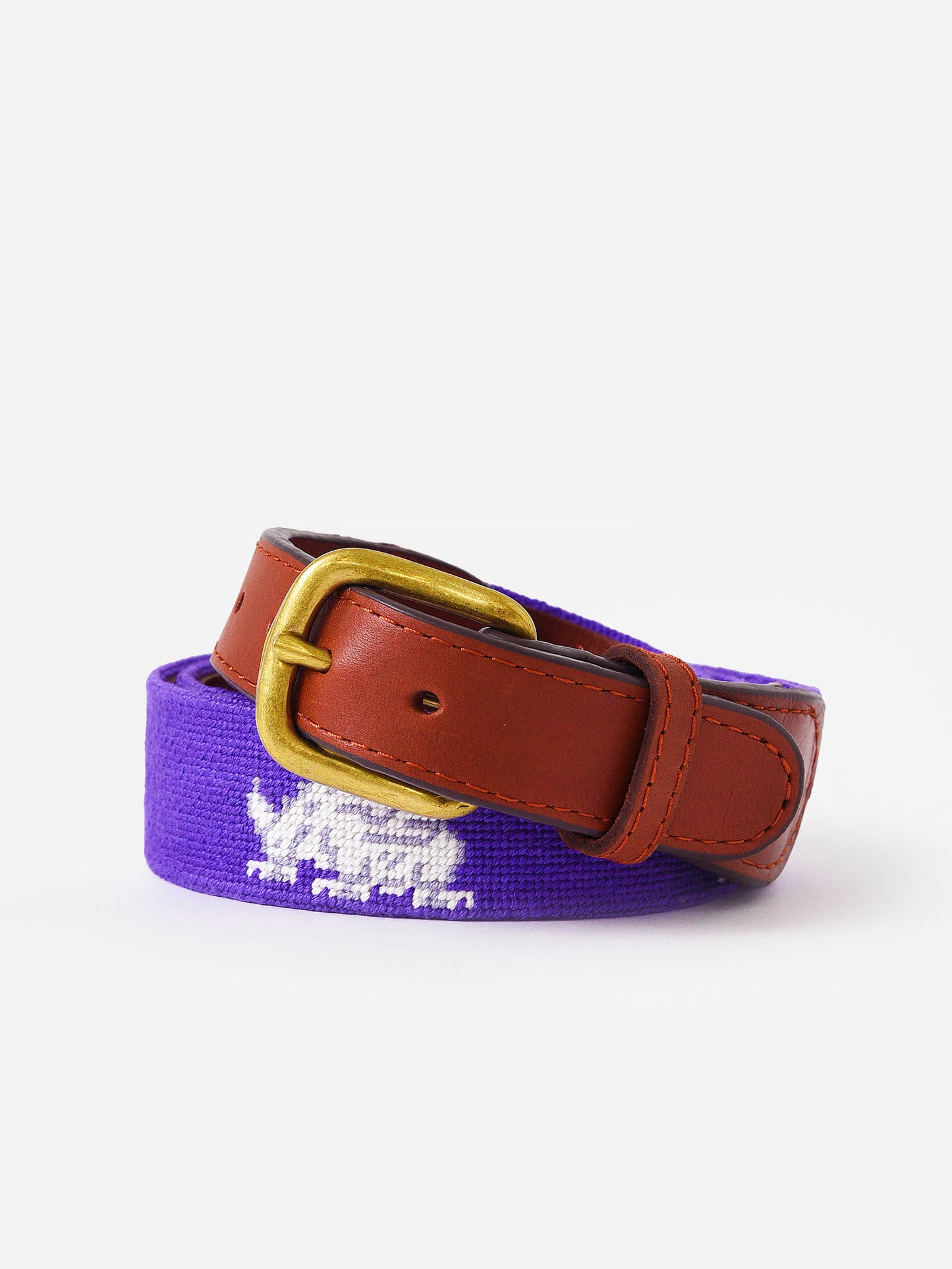 Smathers + Branson Men's Texas Christian University Needlepoint Belt - Saint Bernard