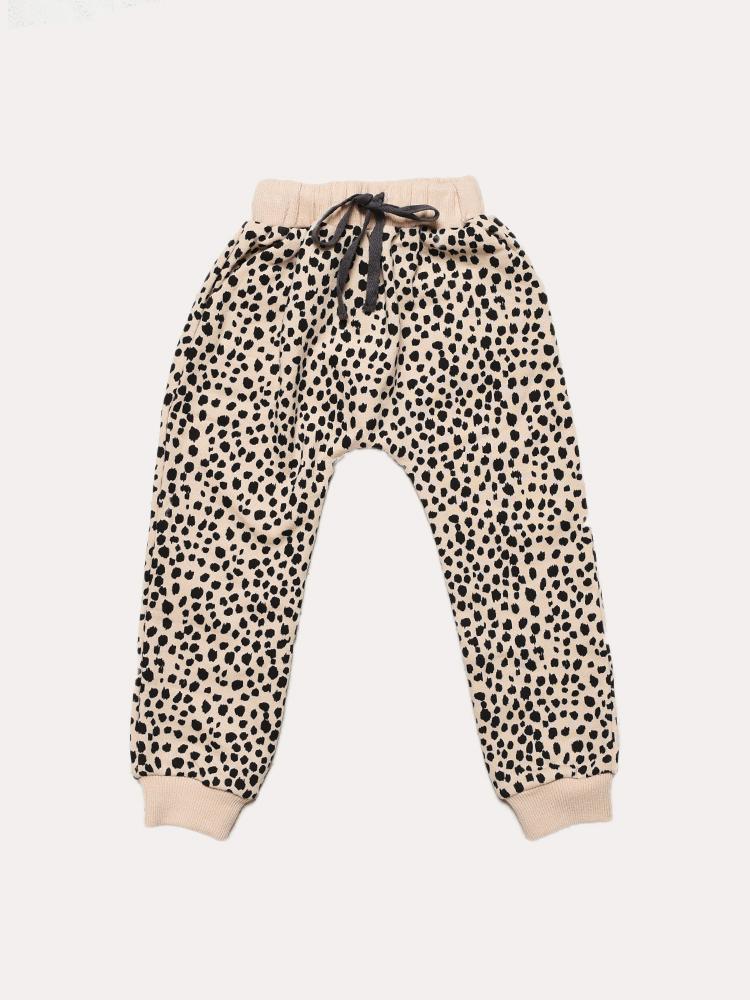 Siaomimi Little Girls' Ecru Leopard Sweatpants