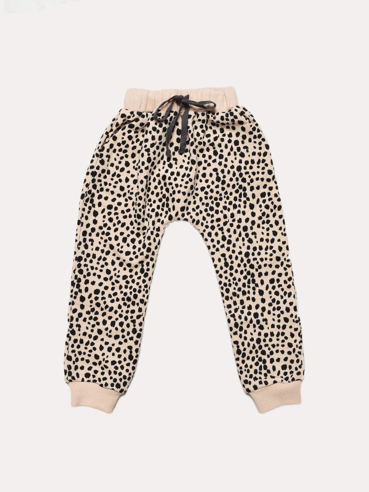 Siaomimi Little Girls' Ecru Leopard Sweatpants - Saint Bernard