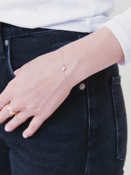 Adina Reyter Women's Super Tiny Pave Folded Heart Bracelet