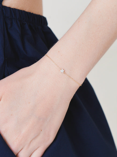 Adina Reyter Women's Paris Tiny Diamond Flower Bracelet