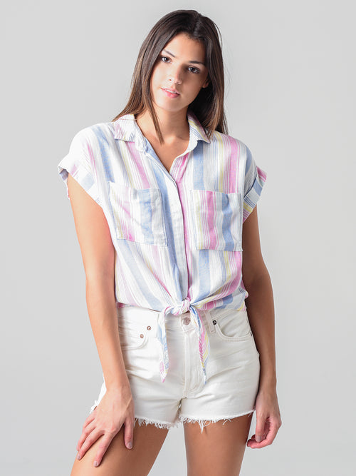 Bella Dahl Women's Cap Sleeve Tie-Up Front Shirt