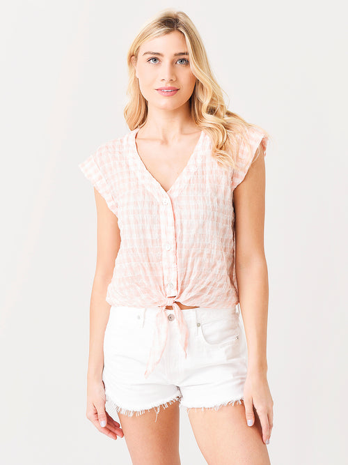 Bella Dahl Women's Roll Sleeve Tie Front Top