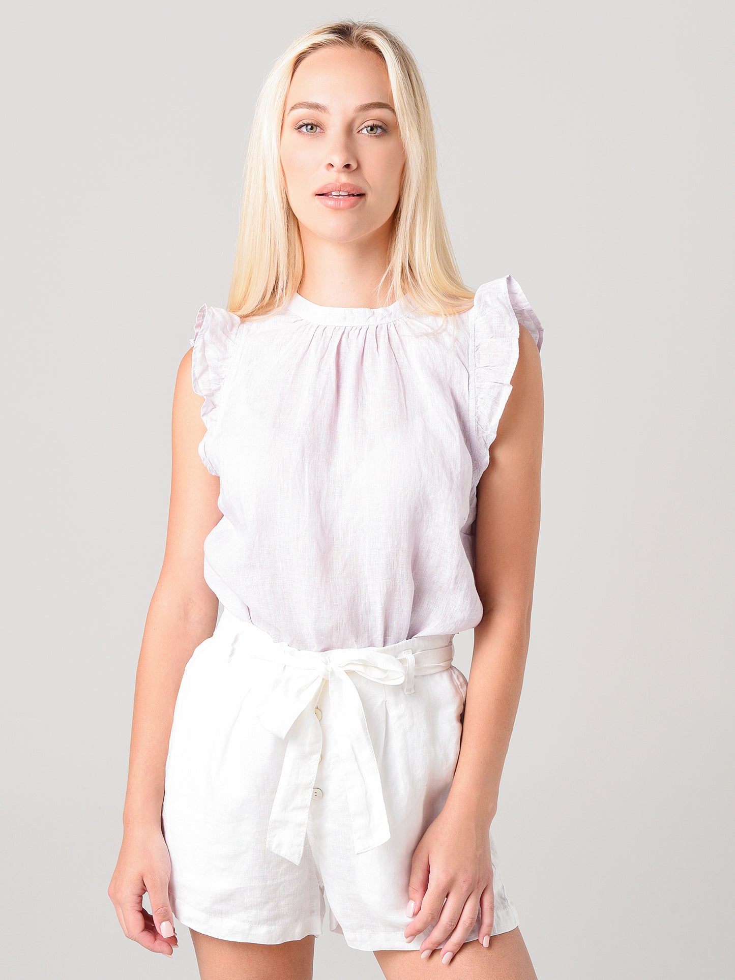 Bella Dahl Women's Mock Neck Ruffle Top - Saint Bernard