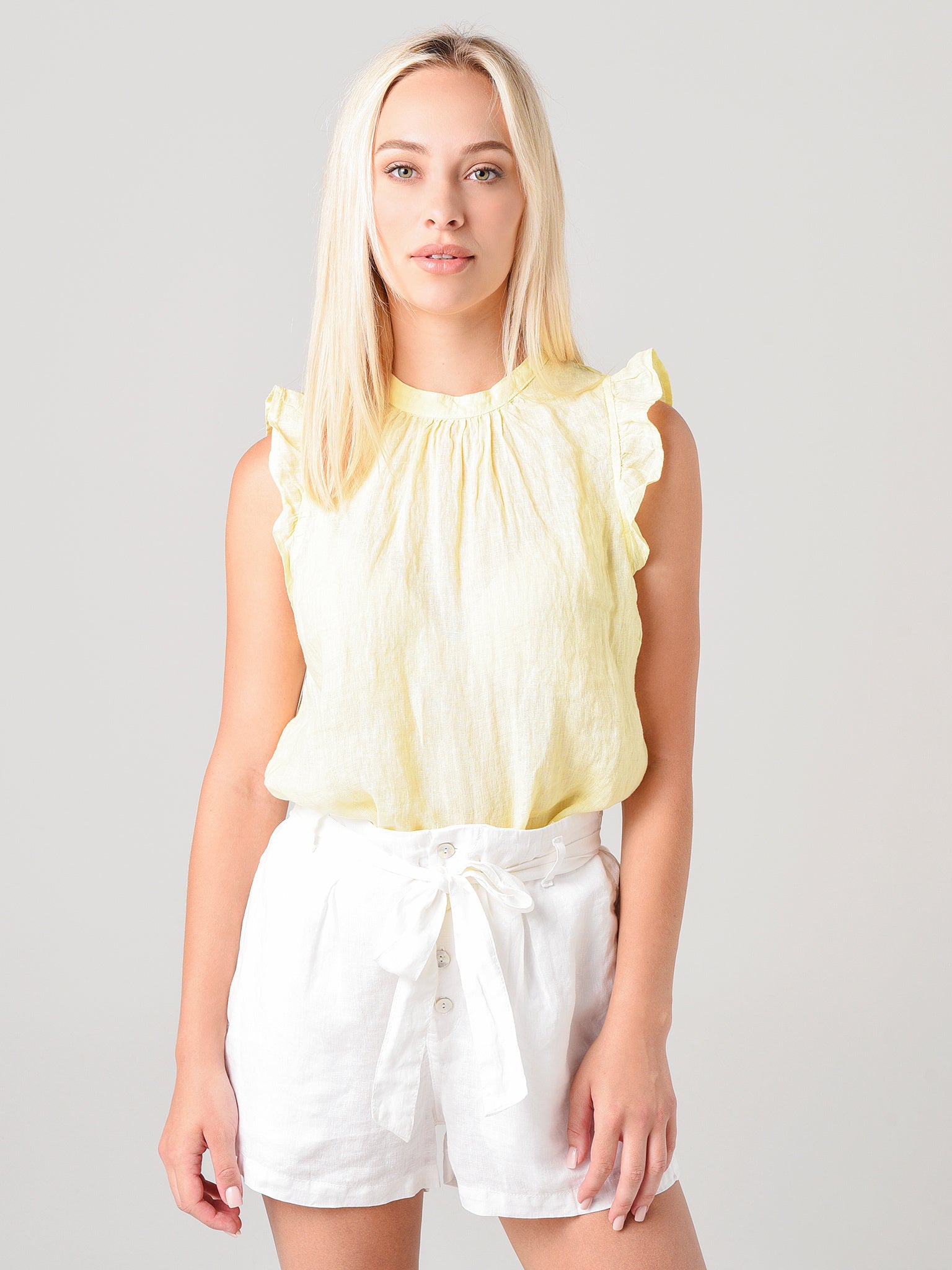 Bella Dahl Women's Mock Neck Ruffle Top - Saint Bernard