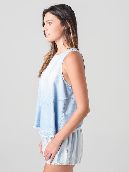 Bella Dahl Women's Release Hem Button Back Peplum Tank