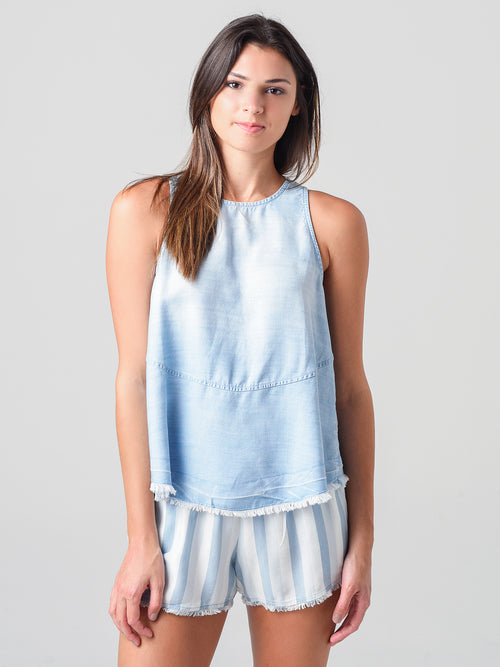 Bella Dahl Women's Release Hem Button Back Peplum Tank