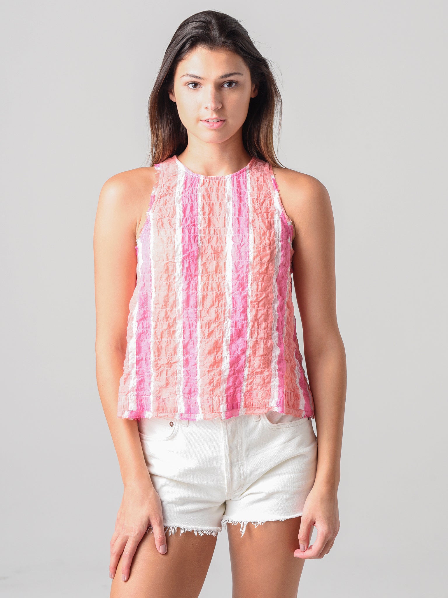 Bella Dahl Women's Fray Swing Button Back Top - Saint Bernard