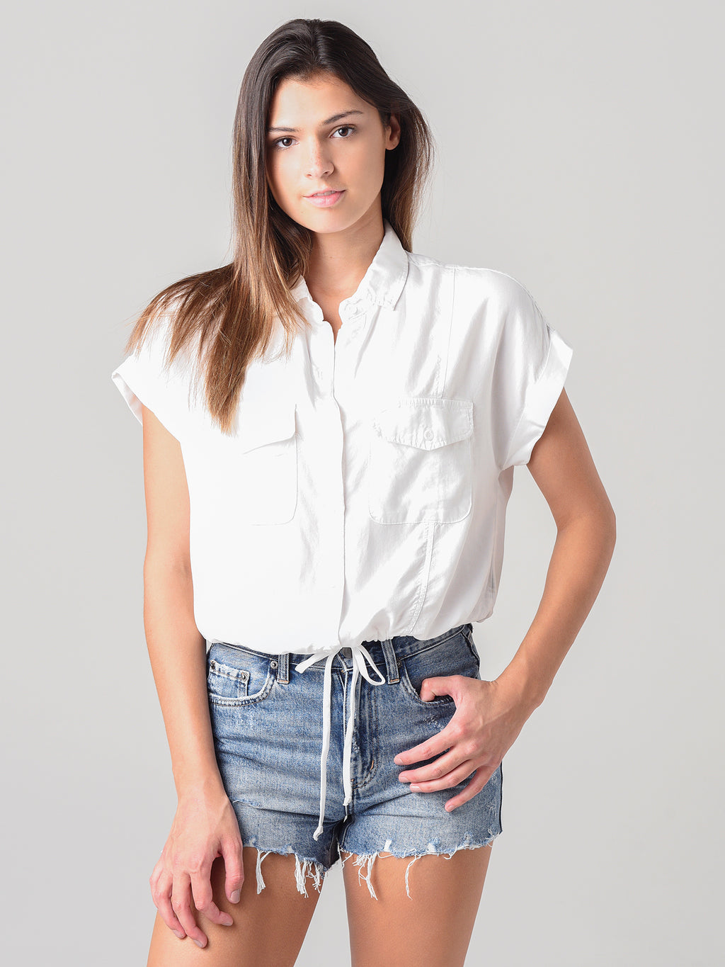 Bella Dahl Women's Short Sleeve Utility Shirt - Saint Bernard