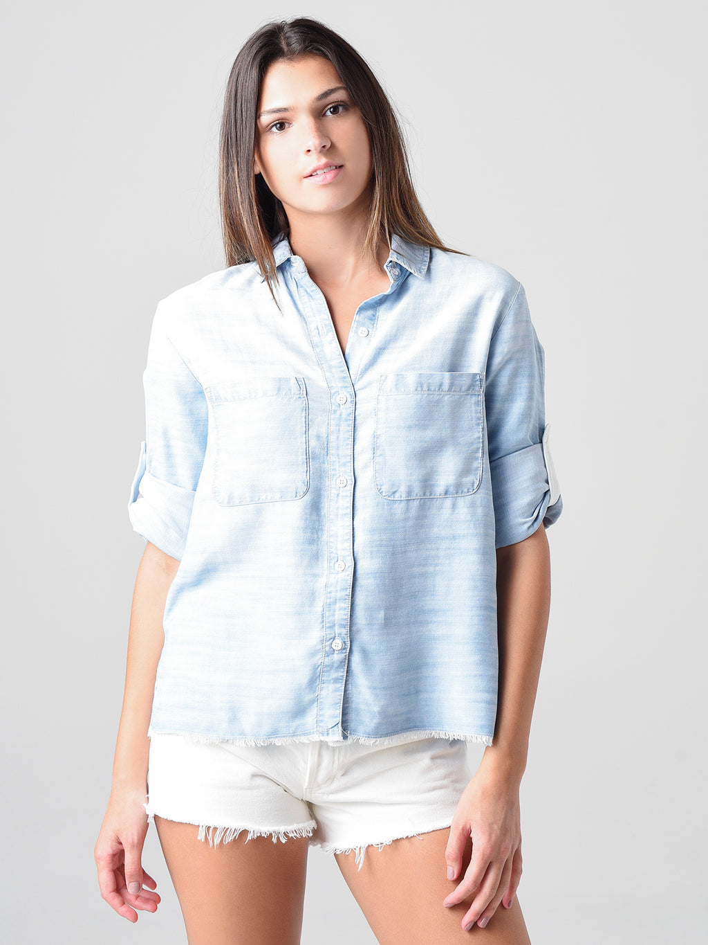 Bella Dahl Women's Fray Hem Button-Down Shirt - Saint Bernard