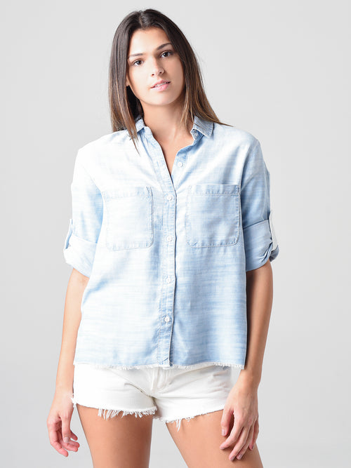 Bella Dahl Women's Fray Hem Button-Down Shirt
