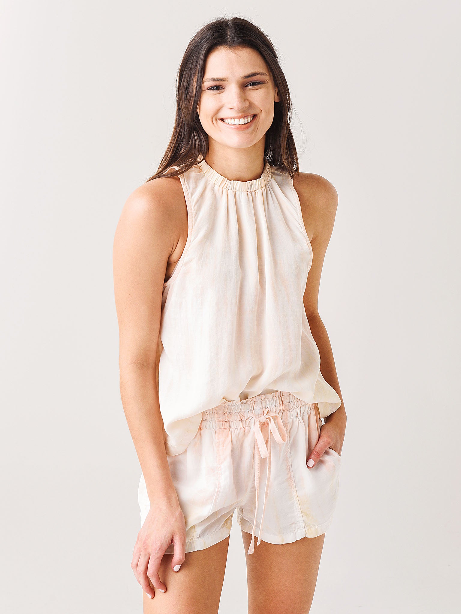 Bella Dahl Women's Sleeveless Elastic Neck Blouse - Saint Bernard