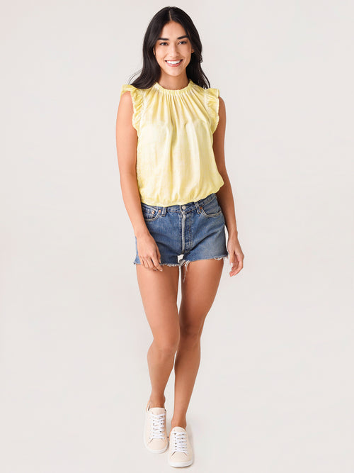 Bella Dahl Women's Ruffle Sleeve Elastic Waist Blouse