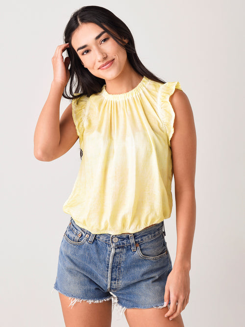 Bella Dahl Women's Ruffle Sleeve Elastic Waist Blouse
