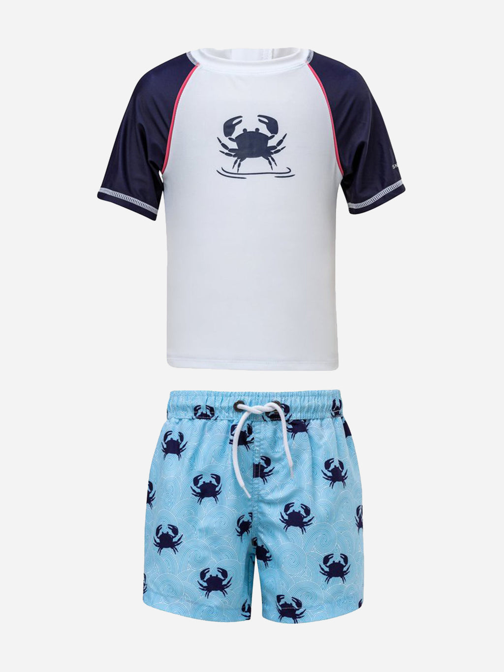 Snapper Rock Little Boys' Blue Crab Baby Rash Guard Swim Set - Saint Bernard