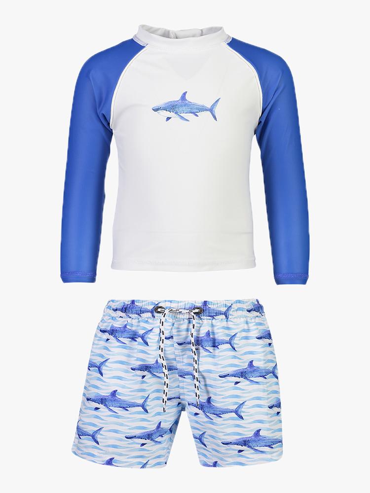 Snapper Rock Little Boys’ School Of Sharks Long Sleeve Swim Set - Saint Bernard