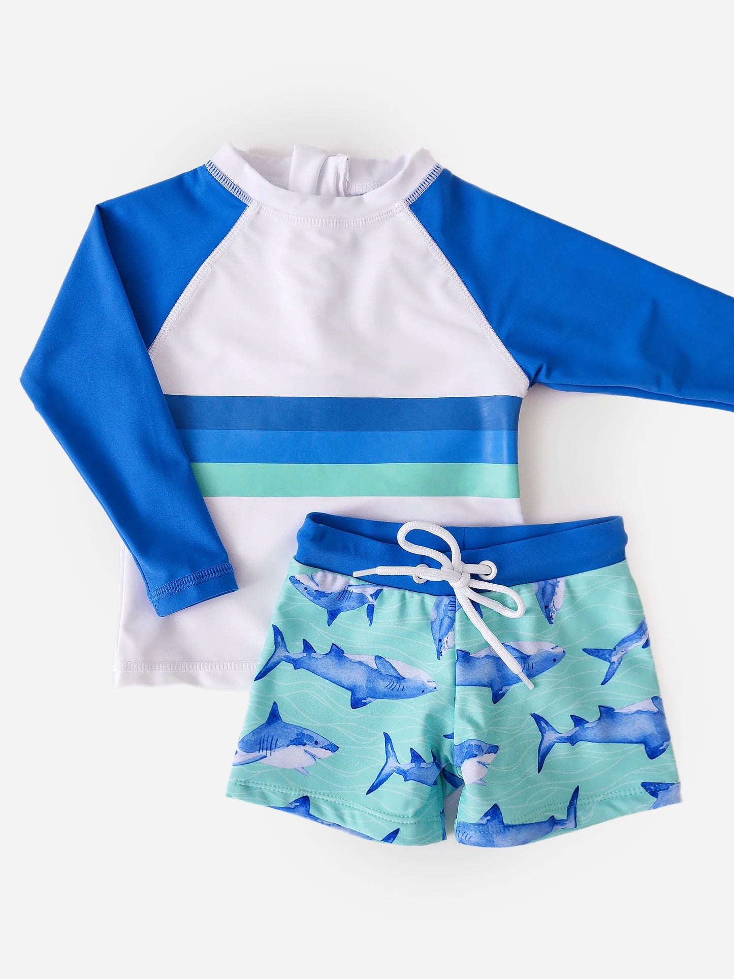 Snapper Rock Toddler Boys' Minty Shark Long Sleeve Baby Set