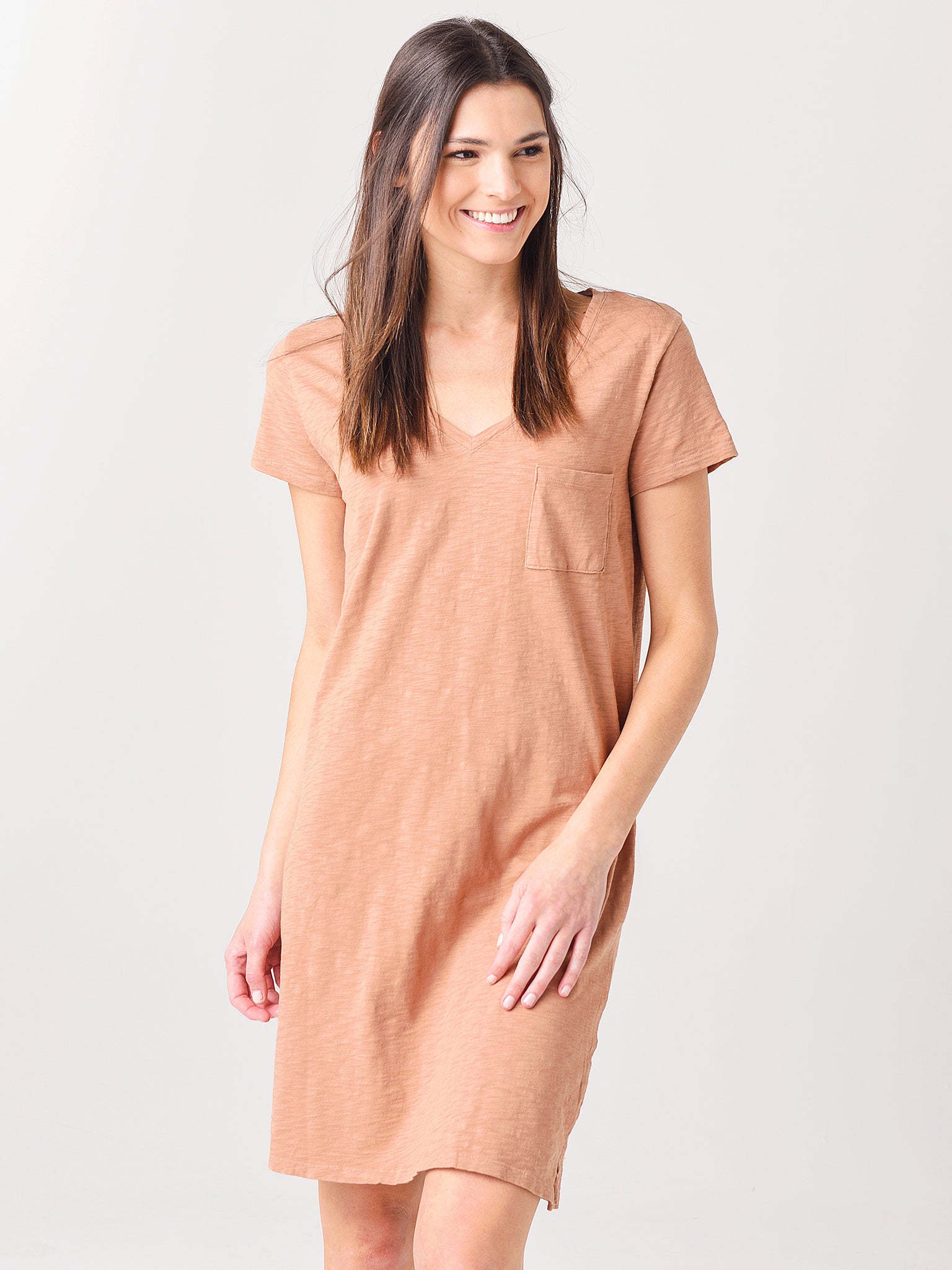 Dylan Women's Slub Boyfriend V-Tee Dress - Saint Bernard