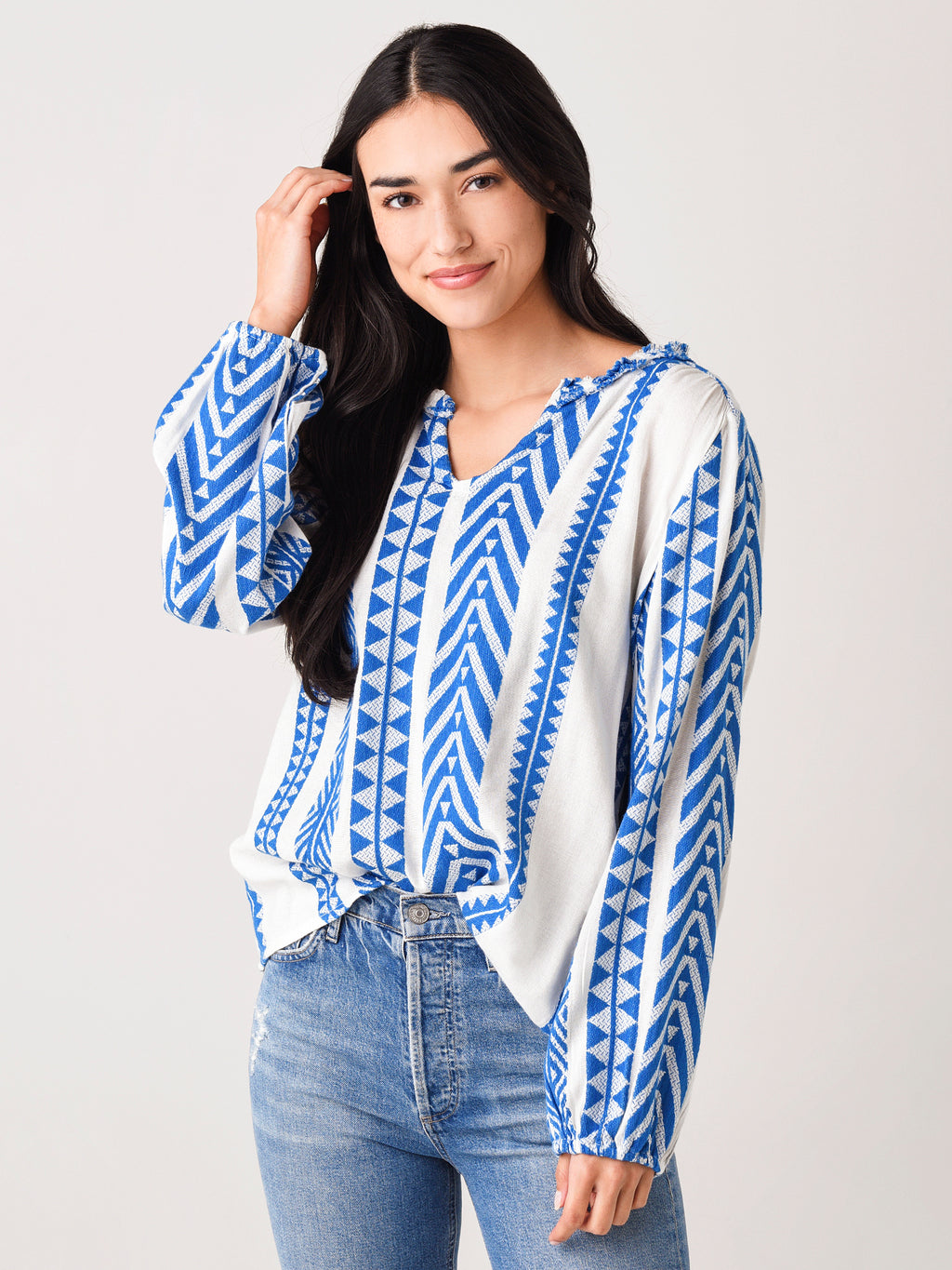 Dylan Women's Isha Stripe-Jacquard Blouse - Saint Bernard