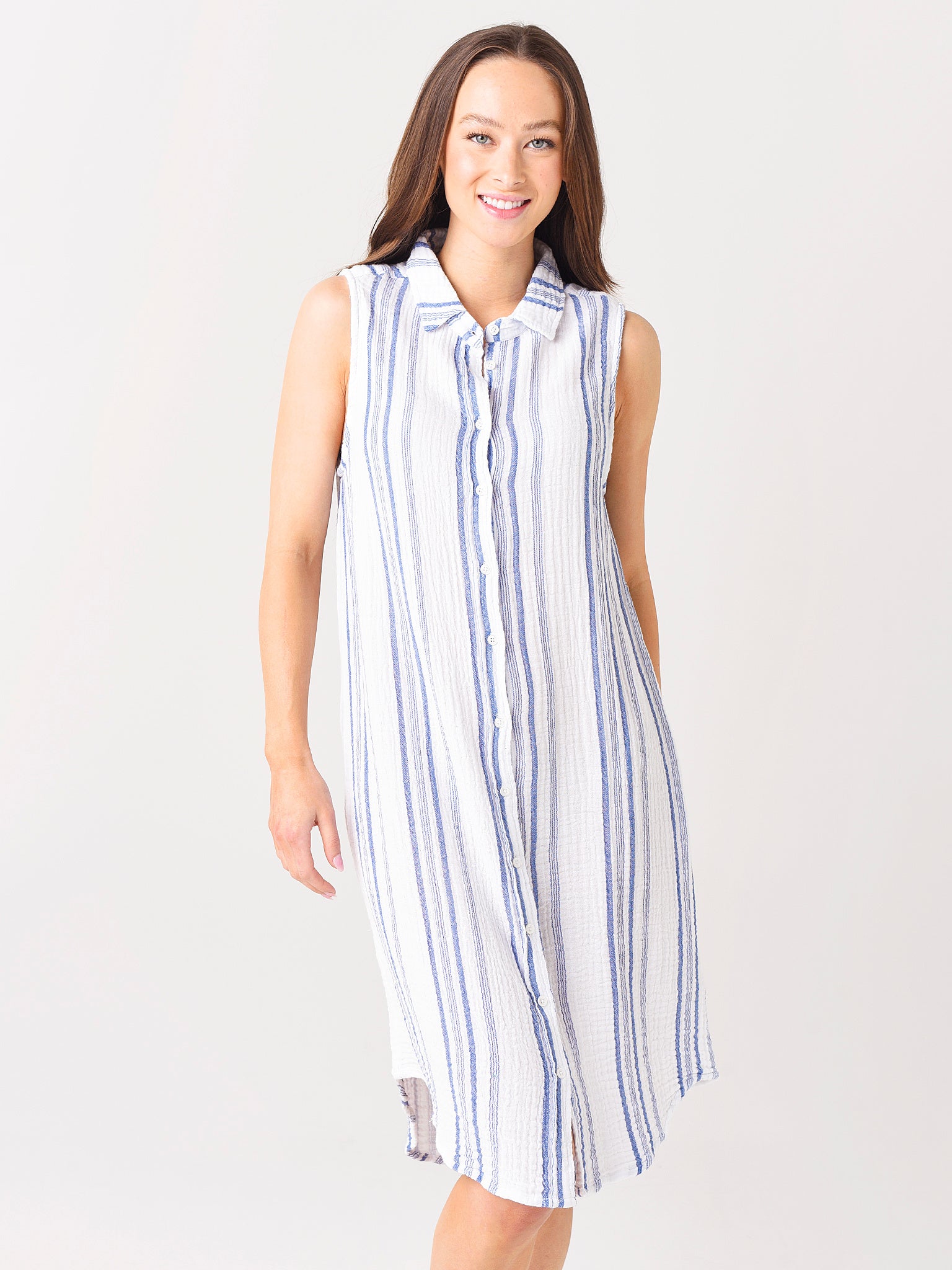 Dylan Women's Malibu Stripes Cali Shirt-Dress - Saint Bernard